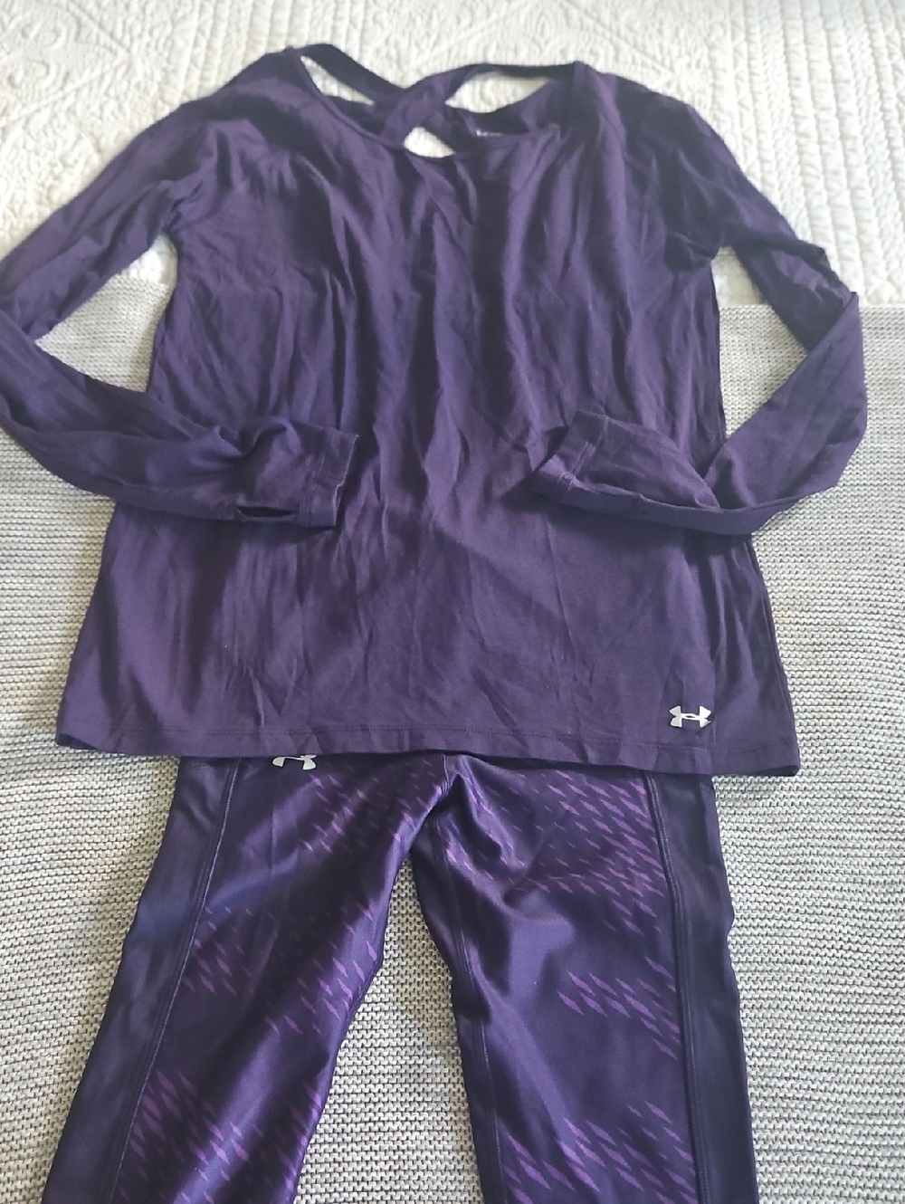 Under Armour Eggplant Purple Long Sleeve Top and Patterned Leggings